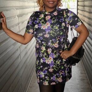 ASOS Collusion Scuba Flora Corset Mini Dress Size 12